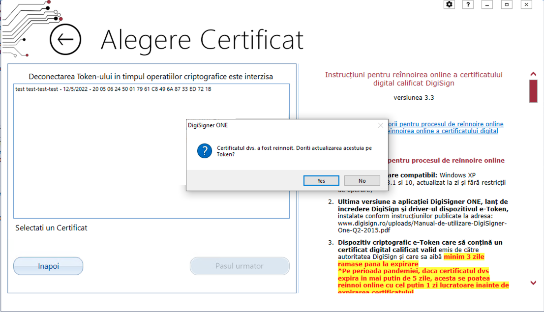 importa automat certificatul